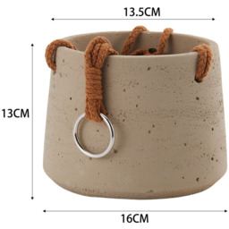 Nordic Hanging Cement Planter for Home Decor - Brown - thumbnail 5