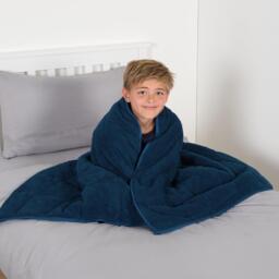 Kids Teddy Fleece Anxiety Stress Relief Weighted Blanket - Navy Blue - thumbnail 2