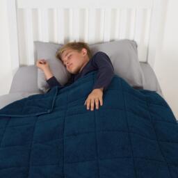 Kids Teddy Fleece Anxiety Stress Relief Weighted Blanket - Navy Blue - thumbnail 3