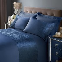Band Crushed Velvet Duvet Cover Sets - Navy Blue / King / 2x pillowcase