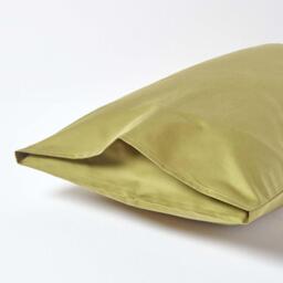 1000 Thread Count Egyptian Cotton Housewife Kingsize Pillowcase - Olive Green - thumbnail 3