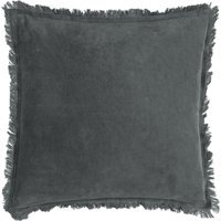 Jaye Velvet Fringed Cushion 45 x 45cm - Slate / Feather