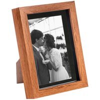 "3D Box Photo Frame - 5x7"" with 4 x 6"" Mount - Dark Wood/Black"