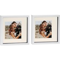 "3D Box Photo Frame - 10 x 10"" with 6x6"" Mount - Pack of 2 - White/Ivory"