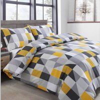 Geometric Shapes Easycare Polycotton Duvet Set - Ochre / Single