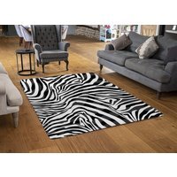 Zebra Animal Print Rug - Black / 150cm