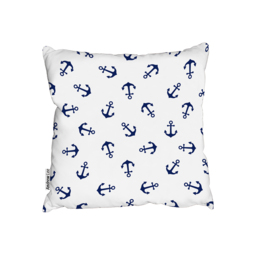 Navy Anchors On White Outdoor Cushion - Blue / 60cm - thumbnail 2