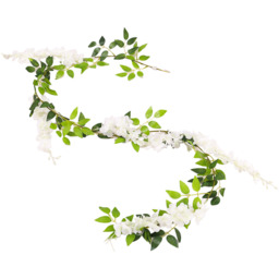 Artificial White Wisteria Flower Vine Garland Leaves Hanging Arch Door Decor - Green - thumbnail 3