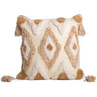 Boho Tassle Heavy Tuft Cushion - Beige