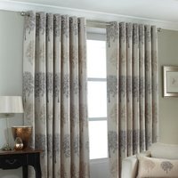 Oakdale Embroidered Room Darkening Eyelet Curtain Pair - Silver / 137cm / 229cm