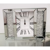 Crushed Diamante Mirror Wall Clock - Silver