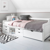 Eva Day Bed with Pull out Drawers and Shelves - White