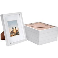 "8x10"" White 3D Box Photo Frame - 4x6"" Mount - Pack of 5 - White/White" - image 1