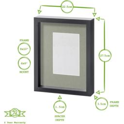"8x10"" White 3D Box Photo Frame - 4x6"" Mount - Pack of 5 - White/White" - thumbnail 4