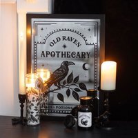 Mystic Raven Resin Pillar Candle Holder Gothic Centerpiece for Mantel Table - White