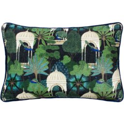 Serenity Printed Velvet Cushion - Midnight - thumbnail 3