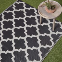 Homescapes Outdoor Rug Luxury Waterproof Reversible, Black Nola Geometric - Black / 180cm - thumbnail 3