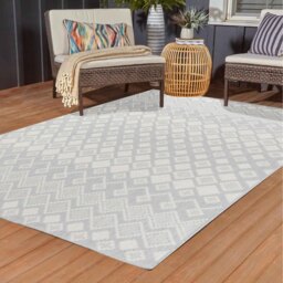 Modern Ikat Design Outdoor-Indoor Waterproof Rugs - Silver / 120x170 cm Rectangle - thumbnail 2
