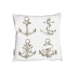 Drawn Anchors Outdoor Cushion - White / 60cm - thumbnail 2