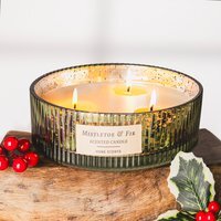 Large Scented Mistletoe and Fir 3 Wick Candle  - Ivory,Green - thumbnail 1