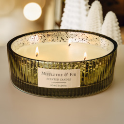 Large Scented Mistletoe and Fir 3 Wick Candle  - Ivory,Green - thumbnail 3