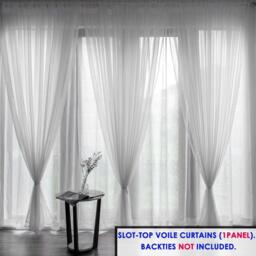 Voile Panel Curtain Slot Top - Silver / 90in - thumbnail 3