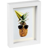 "5"" x 7"" White 3D Box Photo Frame - 4"" x 6"" Mount - White/Ivory"