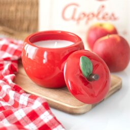 Apple Shaped Scented Candle Jar Charming Kitchen Decor - Red - thumbnail 4