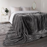 Dreamscene Mink Soft Faux Fur Throw Fleece Blanket - Charcoal / Large - 200 x 240cm
