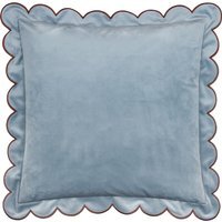 Lil Scallop Velvet Cushion - Blue-Brown / Feather