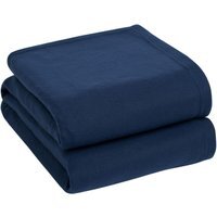 Medium Plain Fleece Throw Blanket - Navy Blue