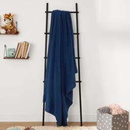 Medium Plain Fleece Throw Blanket - Navy Blue - thumbnail 2