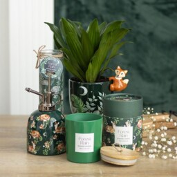 Green Forest Plant Pot with Fox - Black - thumbnail 2