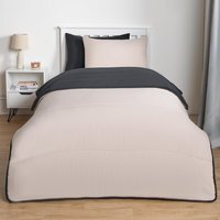 OHS Coverless 10.5 Tog Soft Duvet Set - Black/Stone - Double
