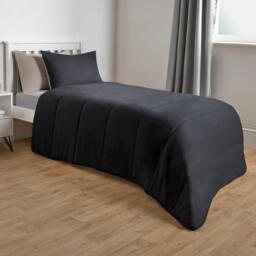 OHS Coverless 10.5 Tog Soft Duvet Set - Black/Stone - Double - thumbnail 4