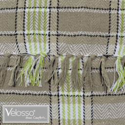 100 Percent Cotton Indian Check Patterend Sofa or Bed Throw - Natural / Lime / 178cm - thumbnail 3