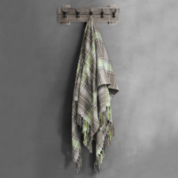 100 Percent Cotton Indian Check Patterend Sofa or Bed Throw - Natural / Lime / 178cm - thumbnail 2
