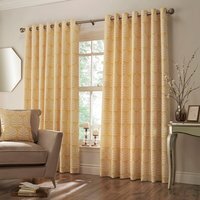 Set of 2 Horto Botanical Room Darkening Eyelet Curtains - Ochre / 137cm / 229cm
