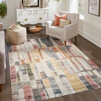 Aress Washable Modern Living Room Area Rug -Low Pile Geometric Design Muti Rug - Multi Coloured / 170cm - image 1