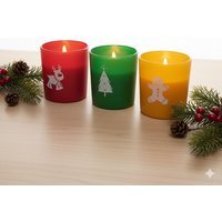 3 Christmas Scented Jar Candles Gingerbread Cinnamon Forest 25H Burn - Multicoloured