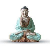 Vintage Mint Hand Carved Buddha Statue 30cm Teaching Transmission - Green