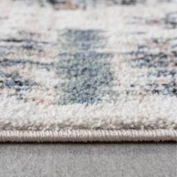 Beige Navy Blue Distressed Diamond Trellis Living Area Rug - Multicolour / 150 x 80cm - thumbnail 5
