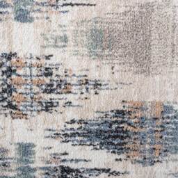Beige Navy Blue Distressed Diamond Trellis Living Area Rug - Multicolour / 150 x 80cm - thumbnail 3