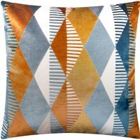 Metro Harlequin Velvet Square Cushion - Ginger / Polyester - thumbnail 1