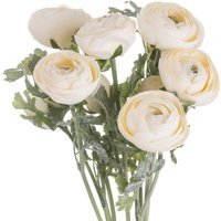 Soft Cream Ranunculus Spring Stems Artificial Flowers - Green - thumbnail 1