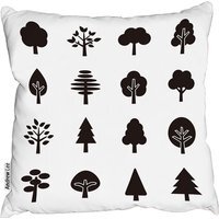 Tree Silhouette Illustrations Outdoor Cushion - White / 60cm - thumbnail 1