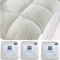 Super Soft Teddy Mattress Topper Enhancer Bedding - White Double 135 x 190cm / Double
