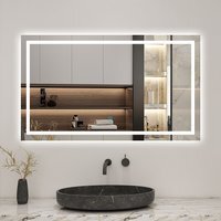 Bathroom Mirror with Lights, Dimmable - White / 140cm / 22.9kg - image 1