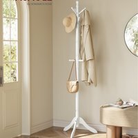 VASAGLE Coat Rack Stand, Coat Tree with 10 Hooks for Hats, Bags, Purses - Cloud White