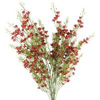 Bunch of Artificial Foliage Stems with Small Flowers - Foliage Flowers Red